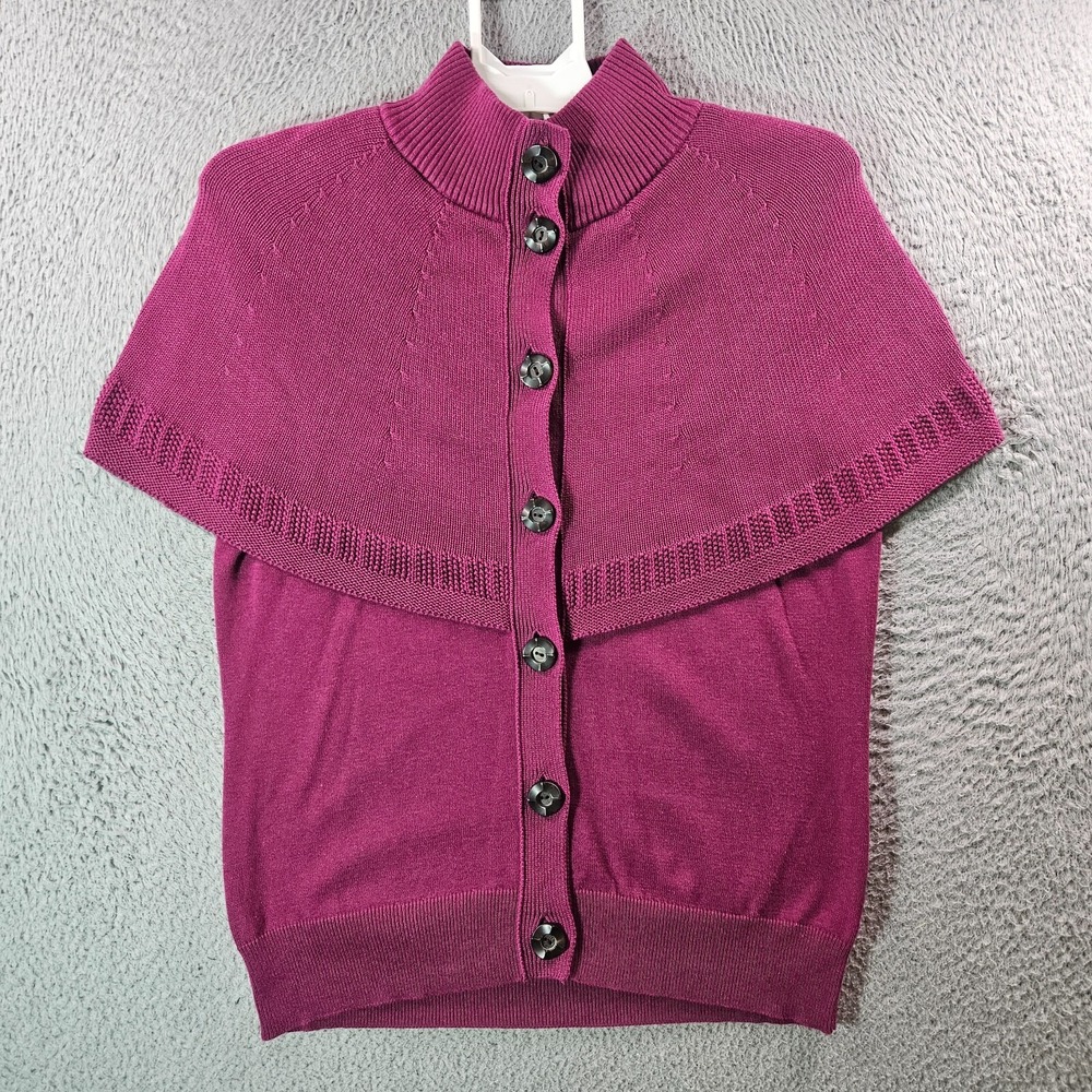 Moth Knit Top Women Large Sleeveless Shoulder Cover Cotton Cherry Purple Preppy